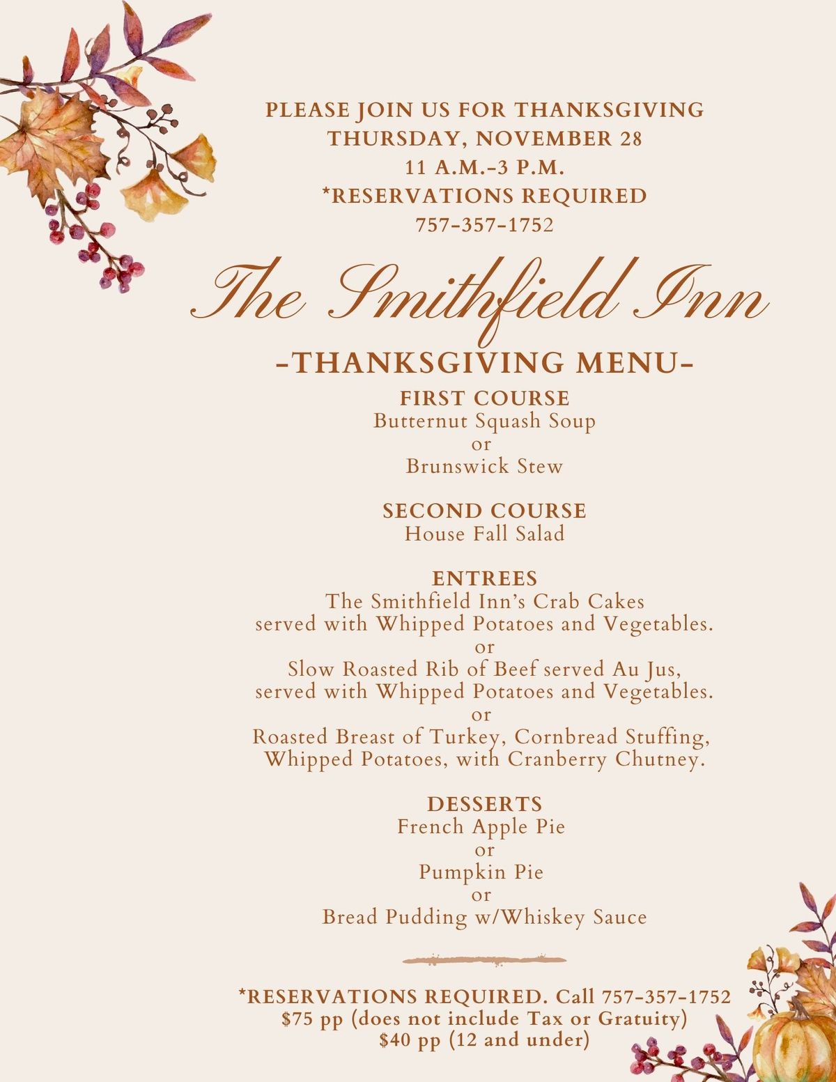 Thanksgiving at the Smithfield Inn