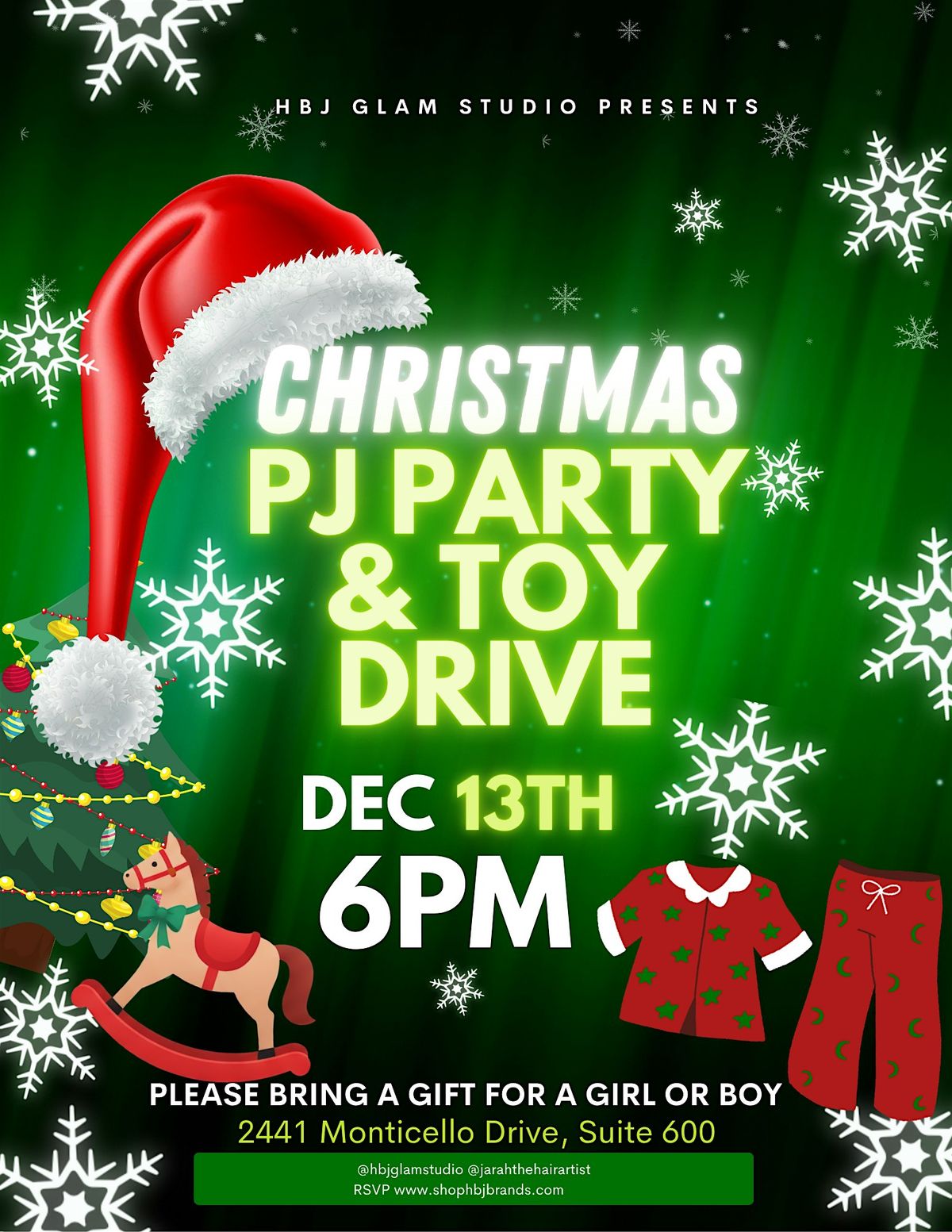Christmas Pj  party and toy drive