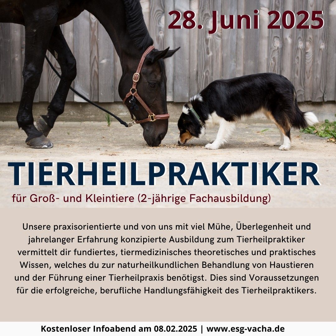 Tierheilpraktiker 2-j\u00e4hrige Fachausbildung f\u00fcr Gro\u00df- und Kleintiere