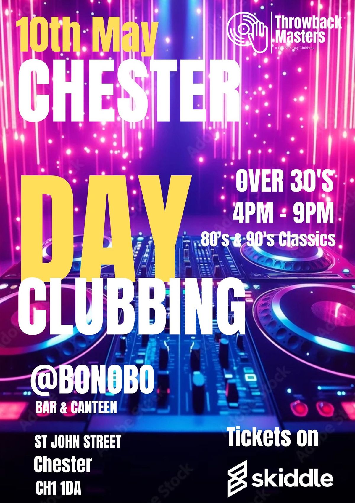 Throwback Masters Chester Over 30's Day Clubbing 80's & 90's Classics 