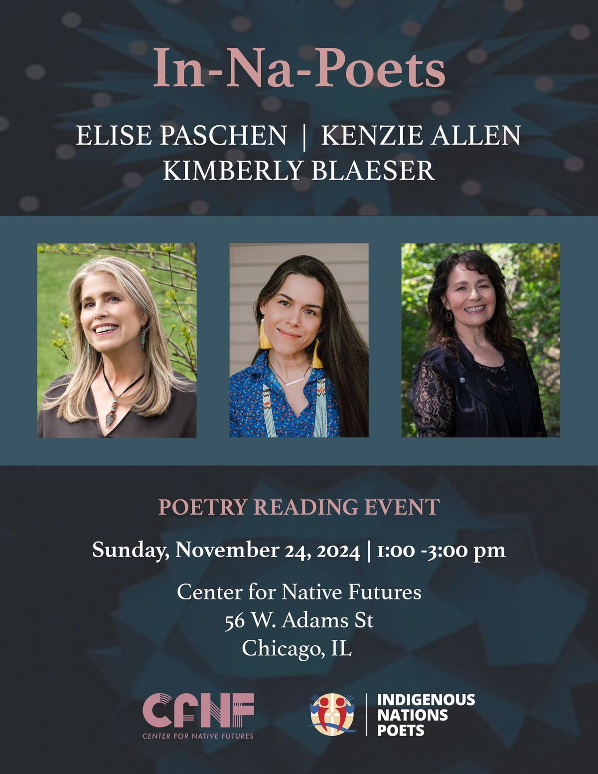 In-Na-Poets: Poetry Readings with Elise Paschen, Kenzie Allen and Kimberly Blaeser