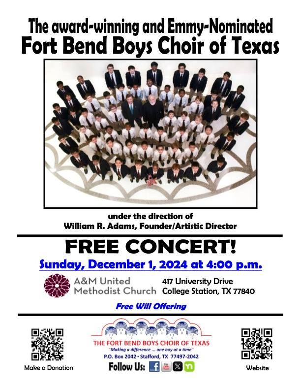 Fort Bend Boys Choir of Texas - A&M United Methodist Church - FREE CONCERT