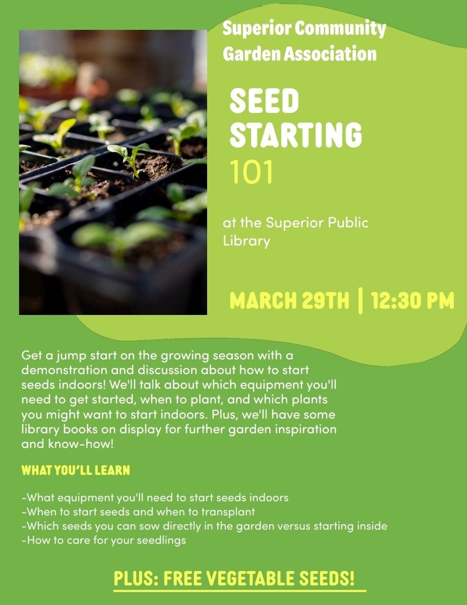 Spring Seed Starting Class & Seed Giveaway @ Superior Public Library