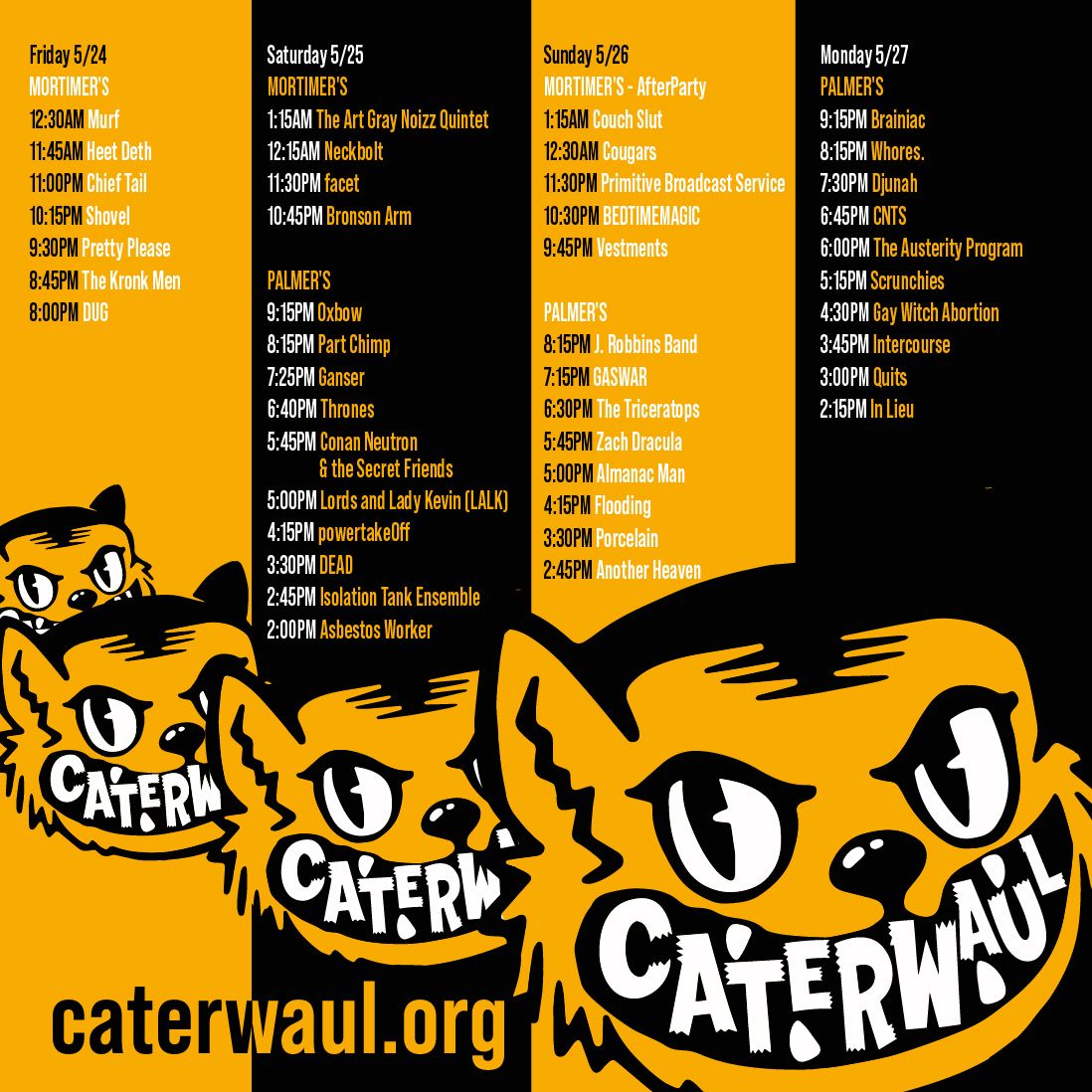 Caterwaul 2024 - 5\/24 - 5\/27th 2024 in Minneapolis, MN - 43 Bands!