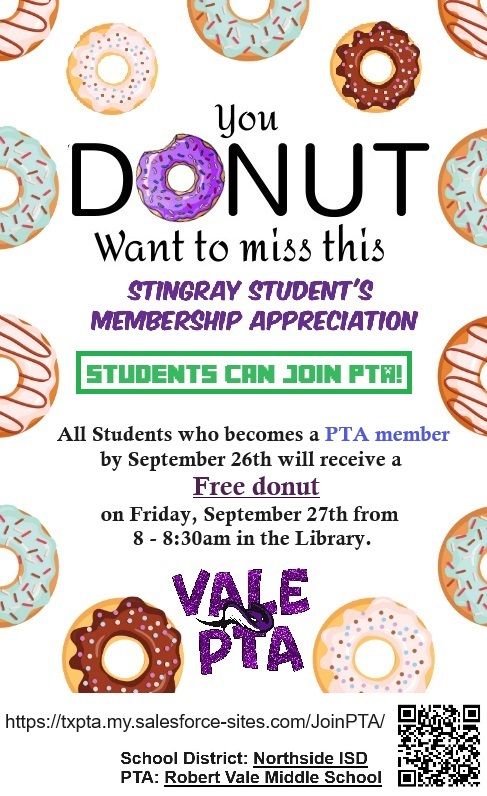 Vale PTA Students Members Donut Appreciation day 