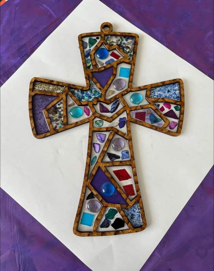 Faux Crushed Stained Glass: Easter Cross Options