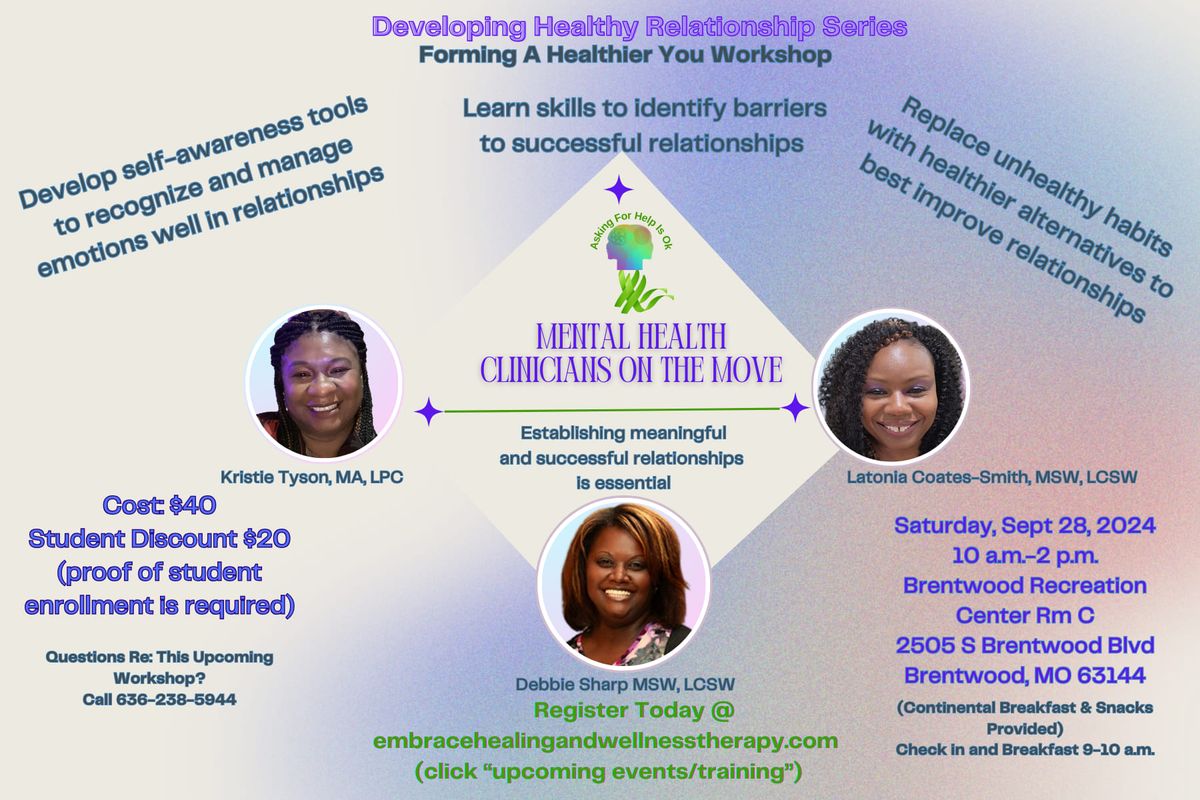 REGISTRATION IS CLOSED-FORMING A HEALTHIER YOU WORKSHOP- Developing Healthy Relationships Series