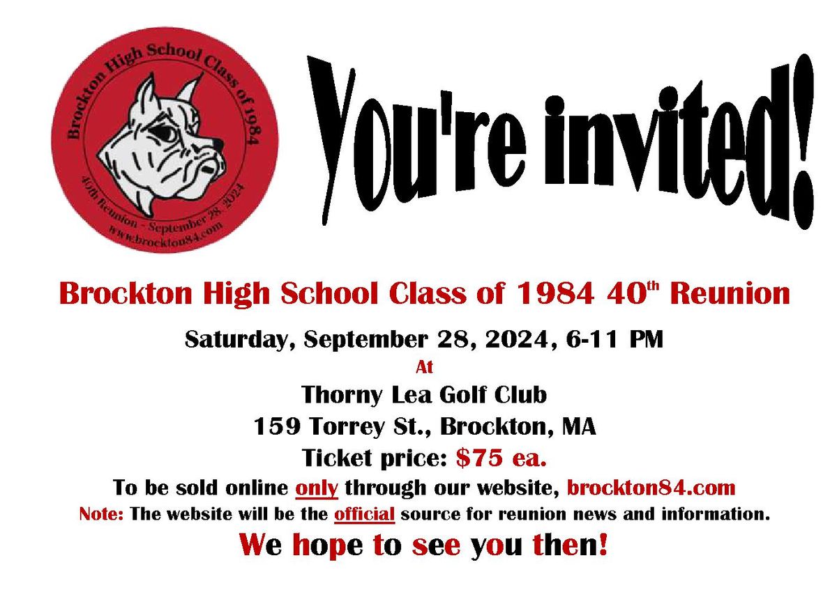Brockton High School Class of 1984 40th Reunion