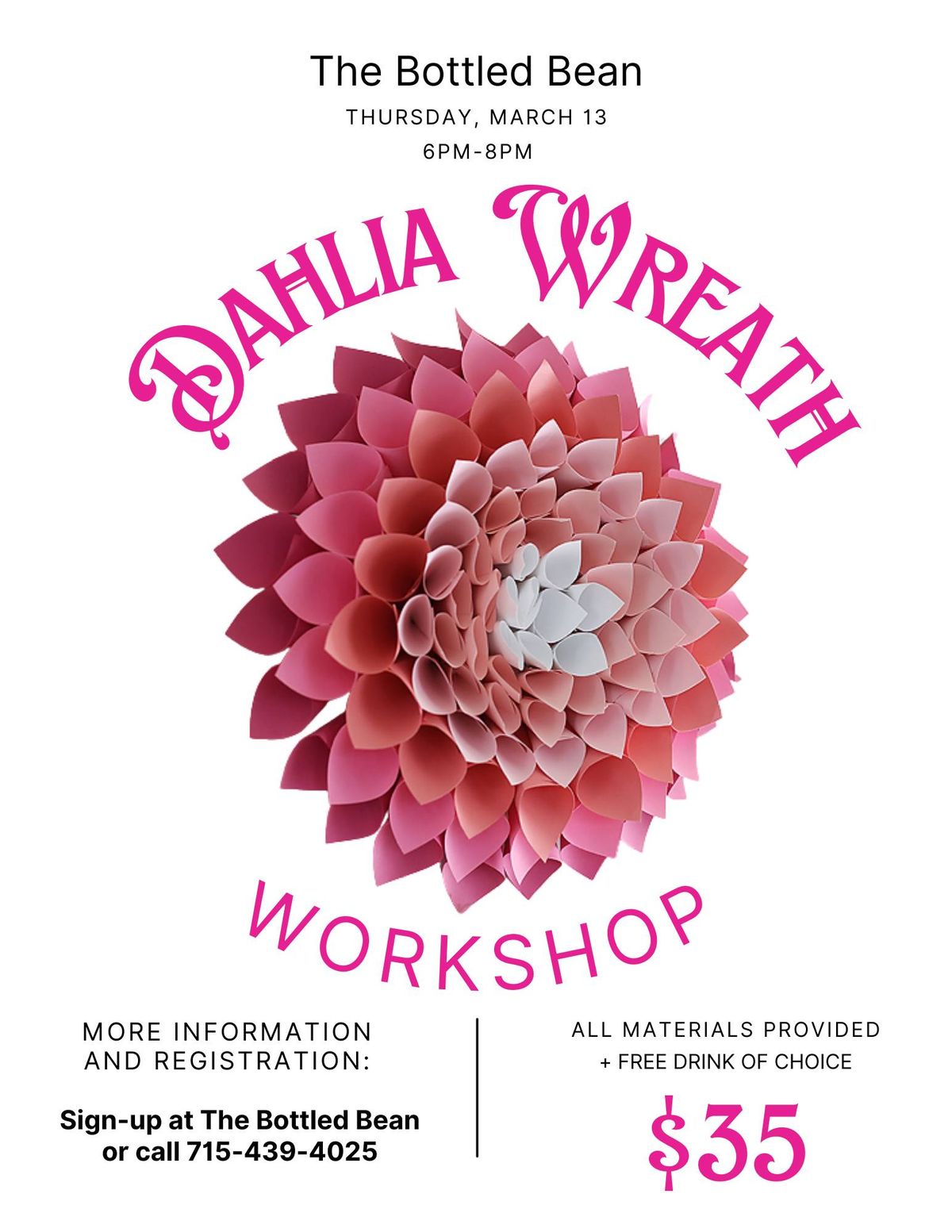 DIY Dahlia Wreath Workshop- At The Bottled Bean