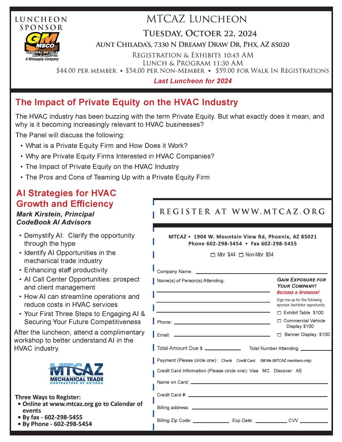 MTCAZ October Industry Luncheon