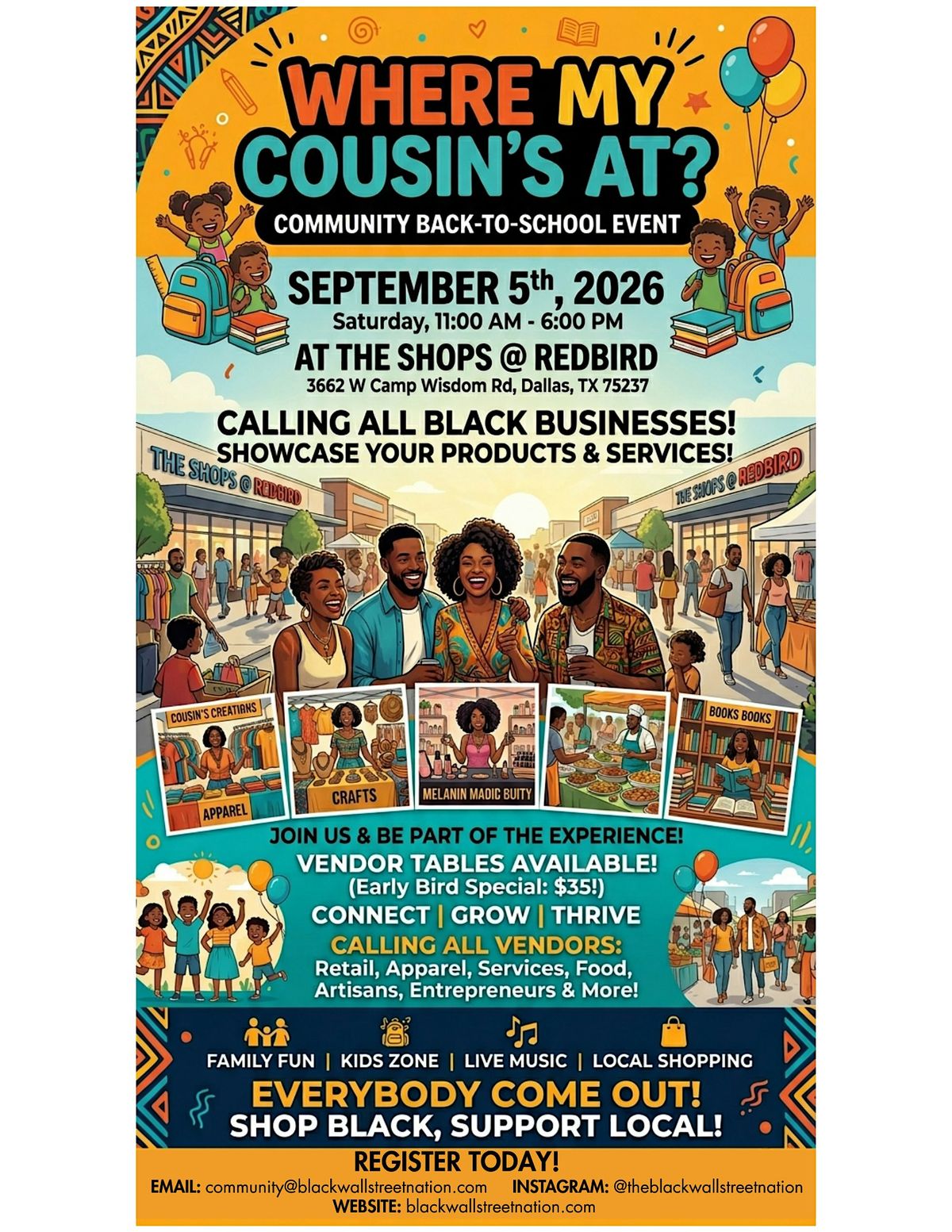 Where My Cousins At?  Community Back-to-School Event - Vendors
