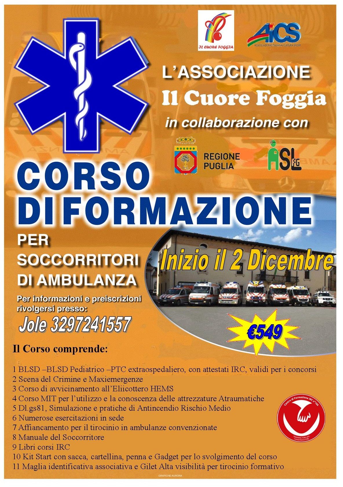 Corso Regionale per Autisti Soccorritori, posti limitati