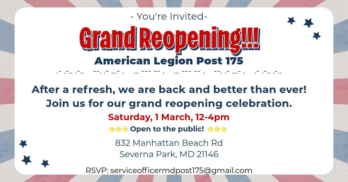 ALPost 175 Grand Reopening