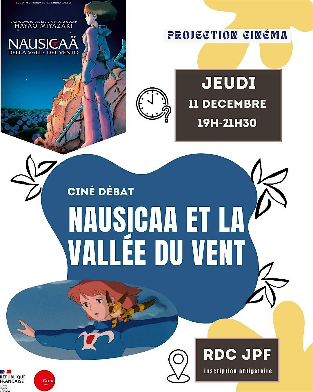 Projection du film "Nausica\u00e4 de la Vall\u00e9e du Vent" de Hayao Miyazaki