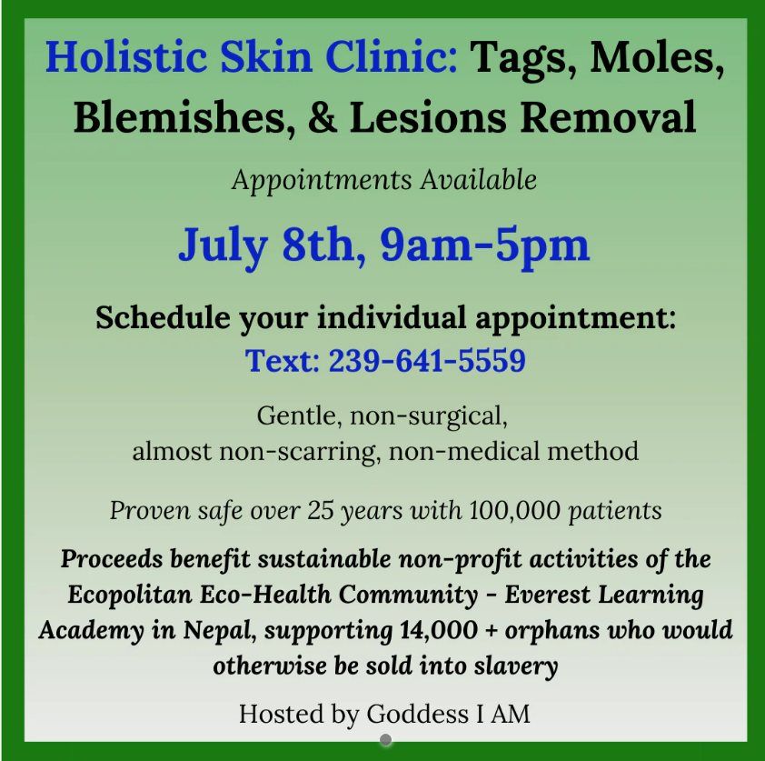 Holistic Skin Clinic: Tags, Moles, Blemishes, & Lesions Removal