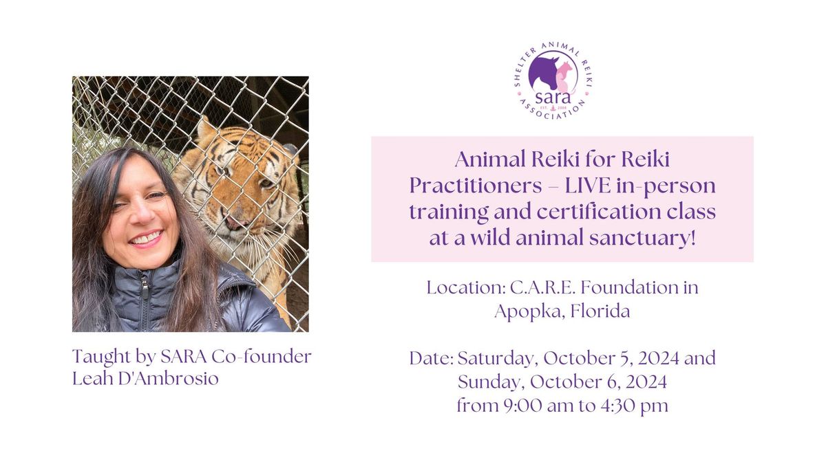 Animal Reiki for Reiki Practitioners \u2013 LIVE in-person training at a wild animal sanctuary!