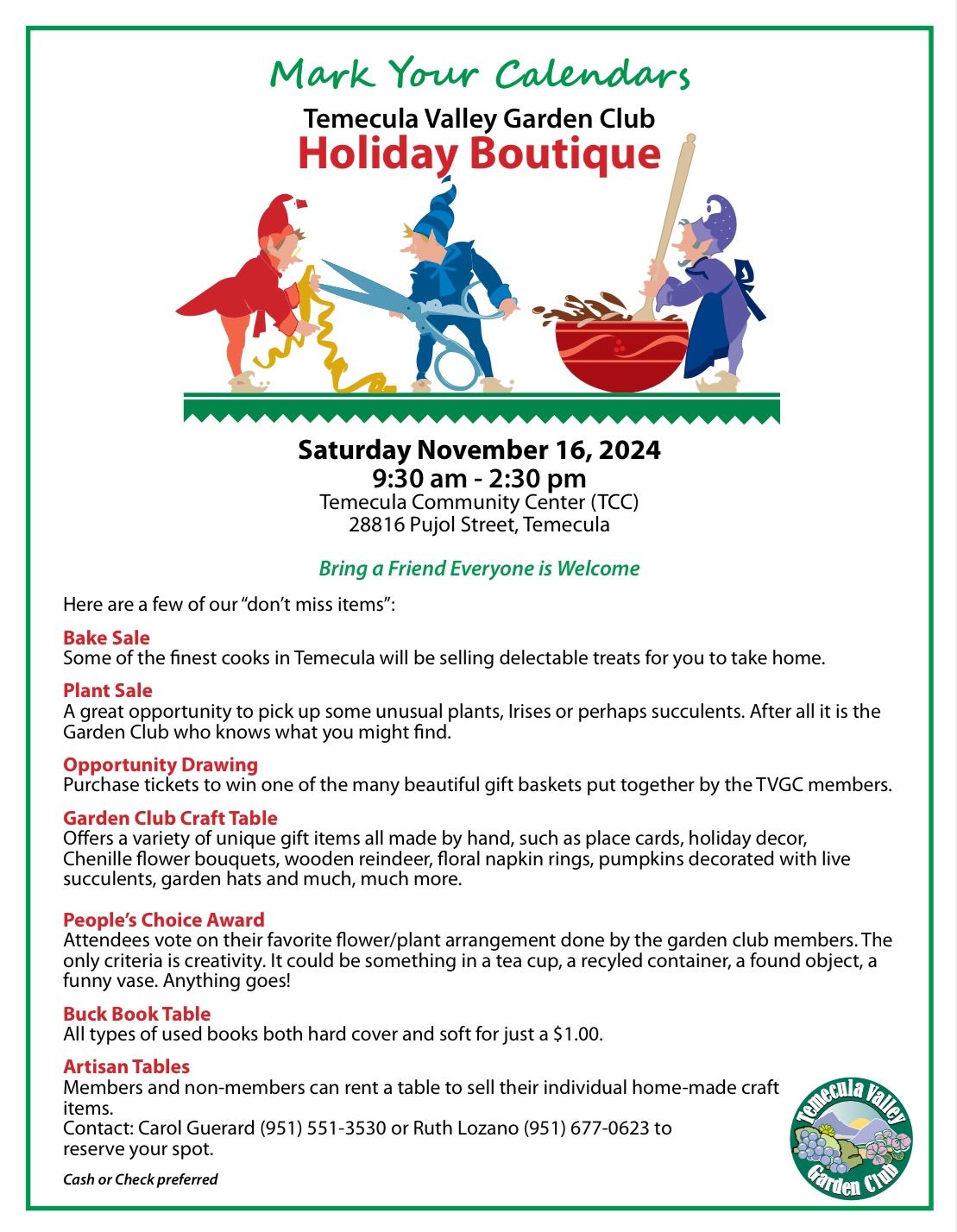 Temecula Valley Garden Club \u2764\ufe0fHOLIDAY BOUTIQUE\u2764\ufe0f 