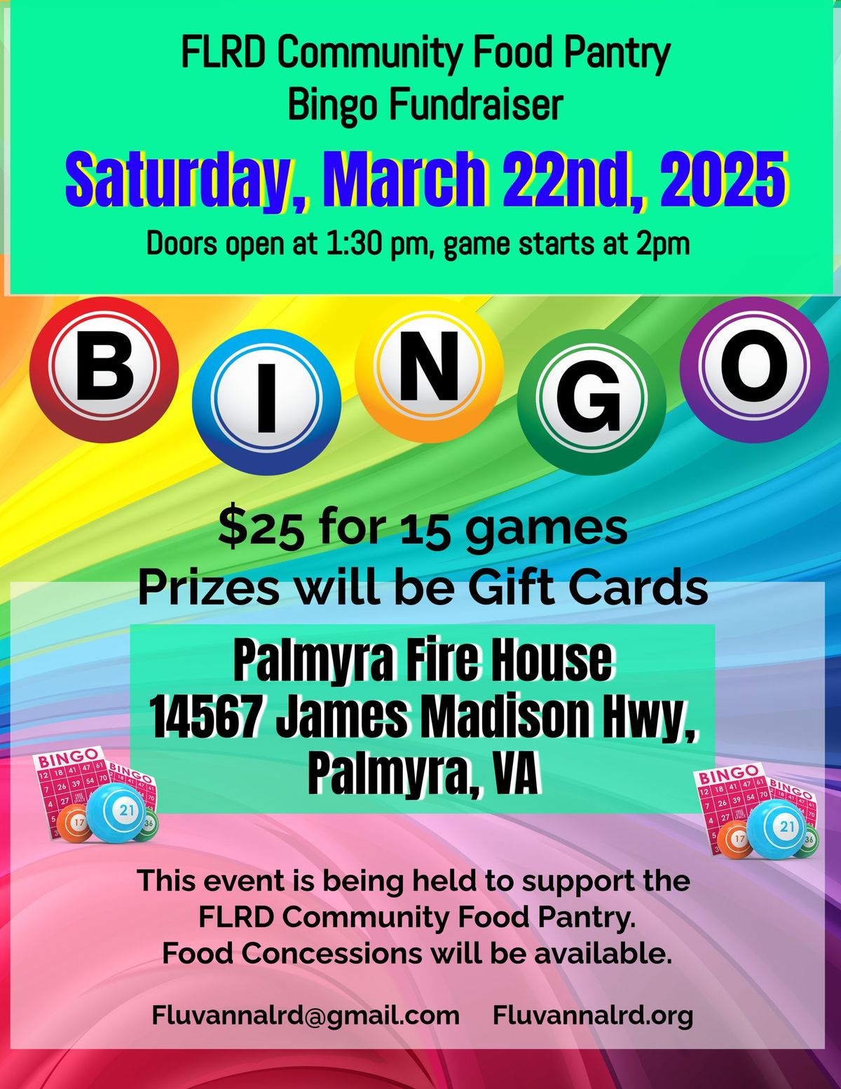 FLRD Community Food Pantry BINGO Fundraiser 