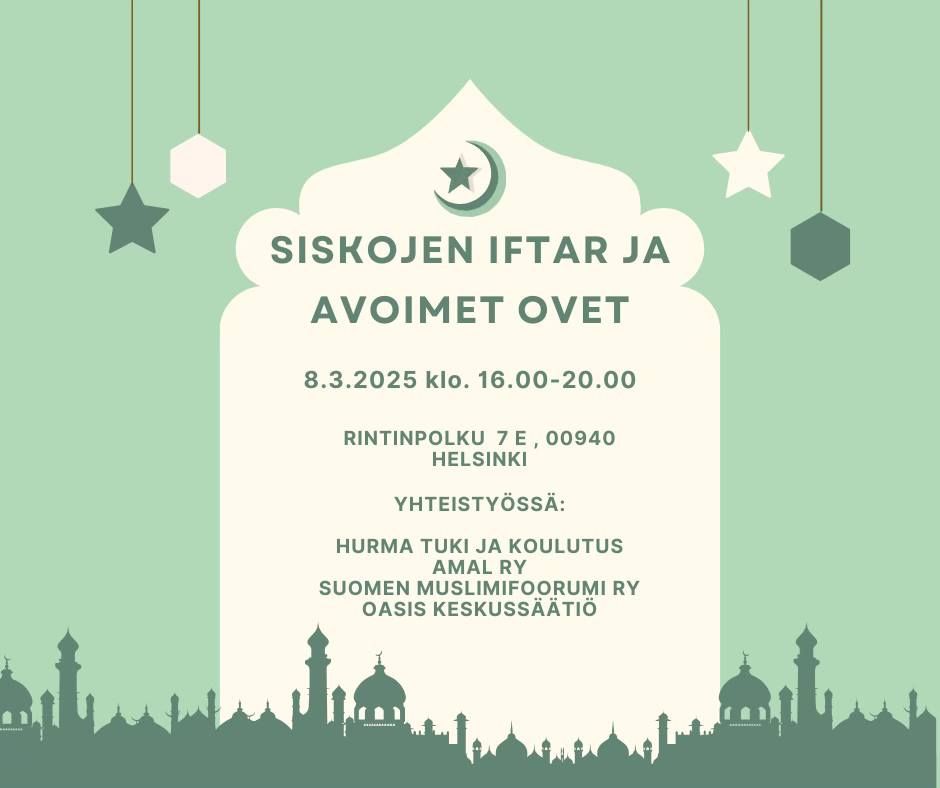 Siskojen iftar (ladies only)  ja avoimet ovet 