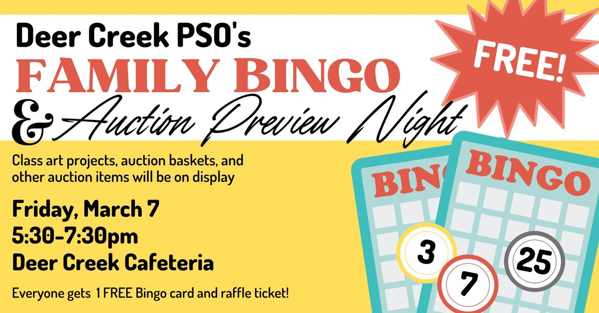 FREE Family Bingo Night + Auction Preview