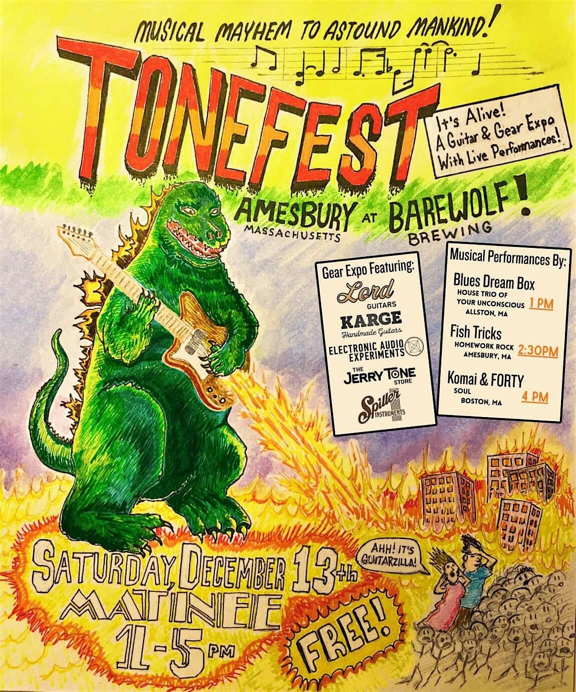 TONE FEST:  Guitar + Gear Expo with Live Performances (FREE) Sat 12\/13