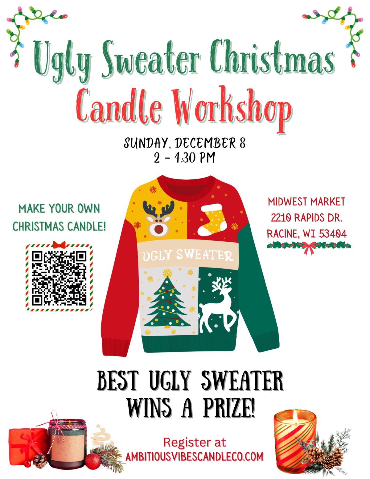 Ugly Sweater Christmas Candle Workshop 