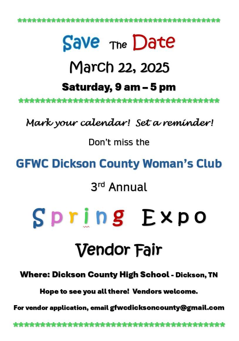 GFWC Dickson County Woman's Club - Spring Expo 2025