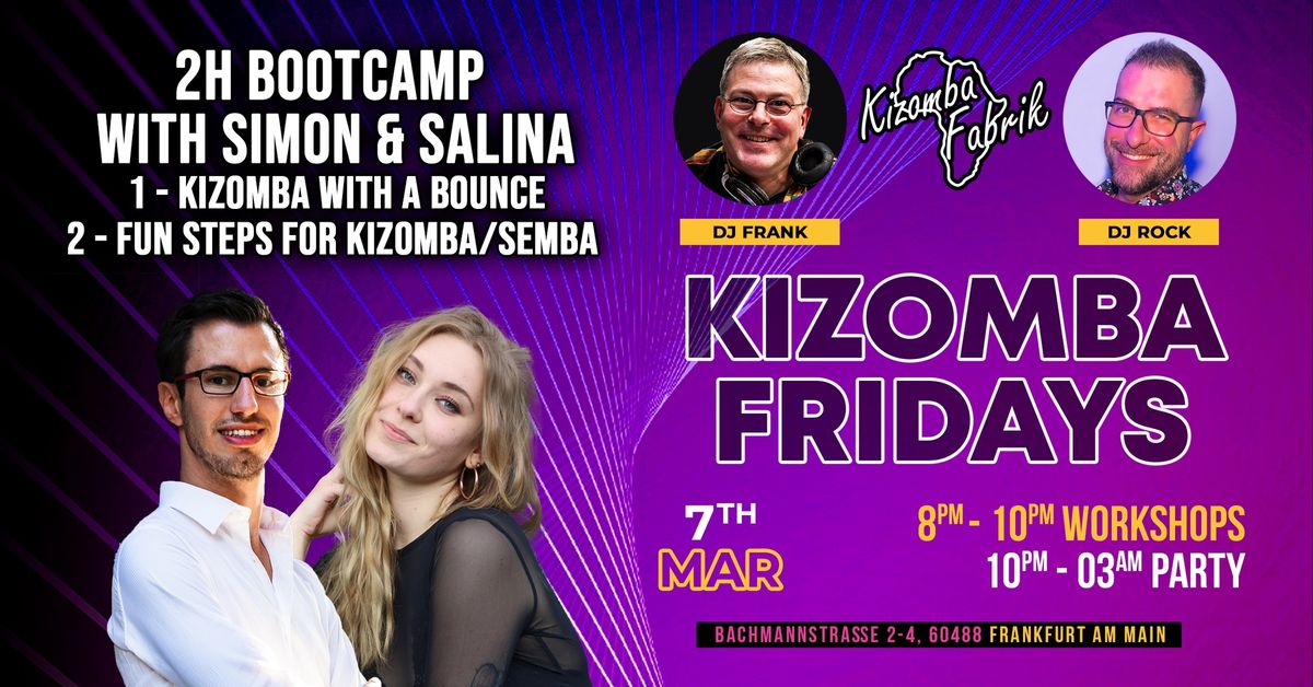 Kizomba Fridays March 7th - Special Simon & Salina Bootcamp with Guest Dj Frank