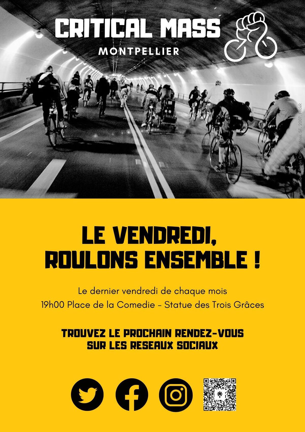 Critical Mass Montpellier \ud83c\udf84- Balade \u00e0 v\u00e9lo conviviale et engag\u00e9e