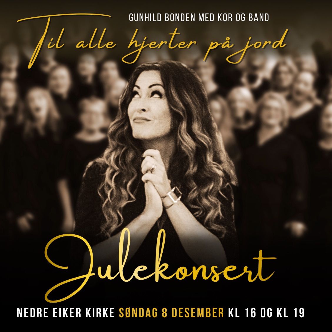 Julekonsert m Gunhild Bonden og kor. 8 des kl 16 og kl 19