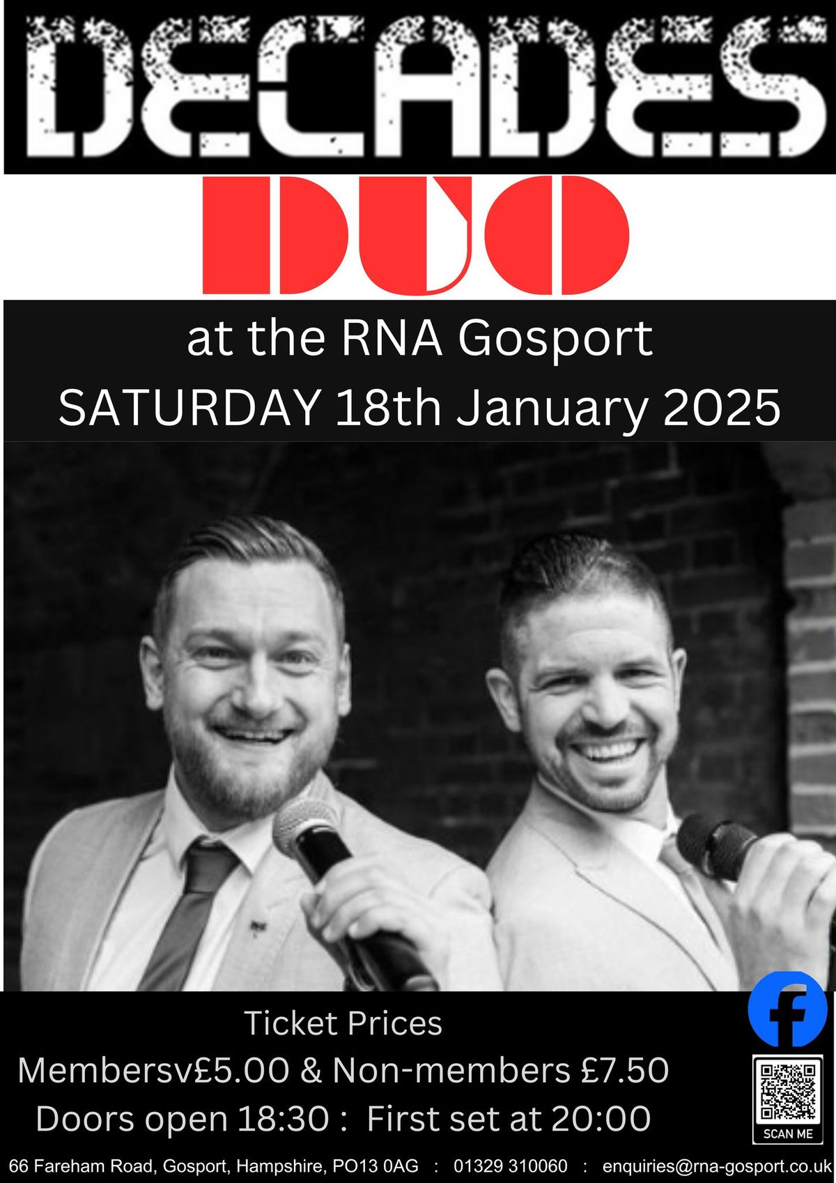 Gosport RNA Club presents.... 'Welcome to 2025' with the DECADES DUO