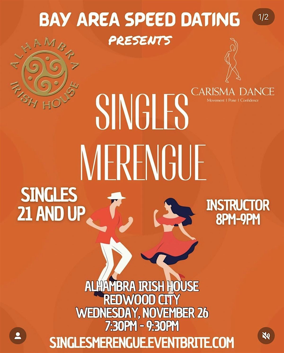 SINGLES MERENGUE I Ages 21 and Up. Food, drinks and fun dancing