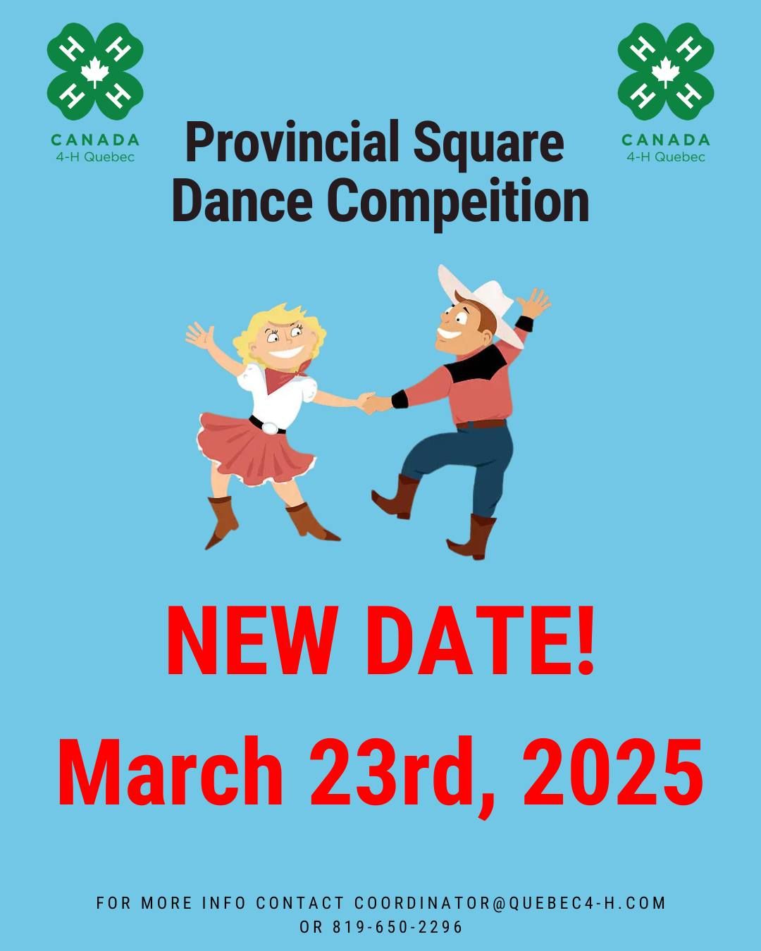 Quebec 4-H 11th Annual Provincial Square Dance Competition - NEW DATE!