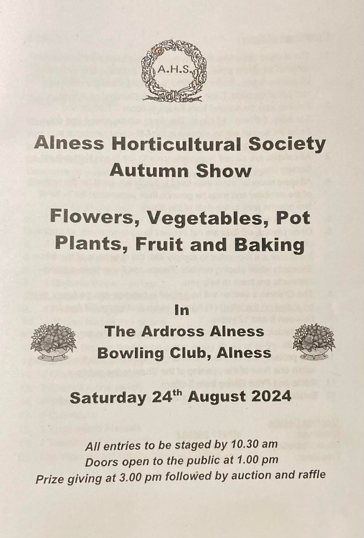 Alness Horticultual Society Autumn Show
