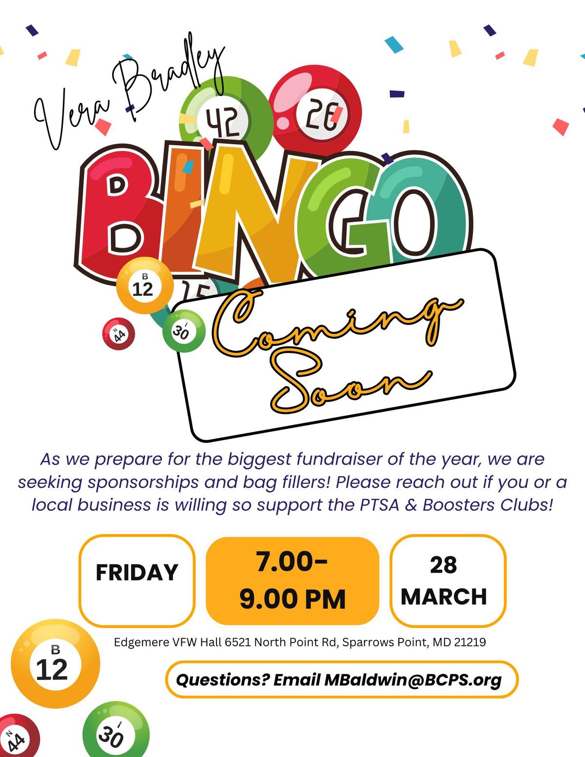 VB Bag Bingo Fundraiser