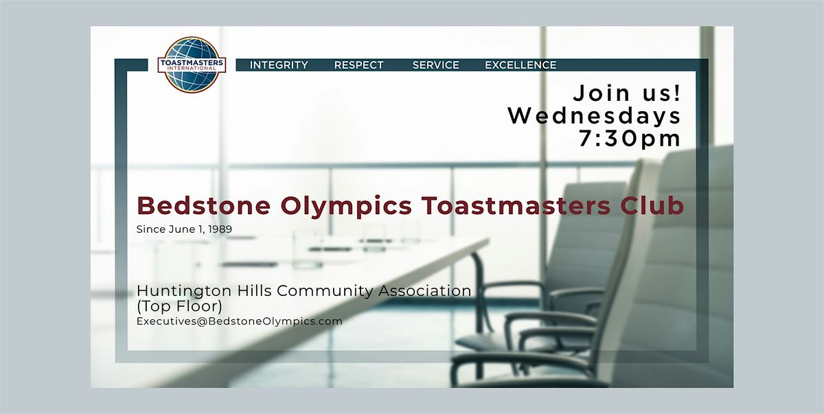 Bedstone Olympics Toastmasters Club Meeting - Wednesday, May 20