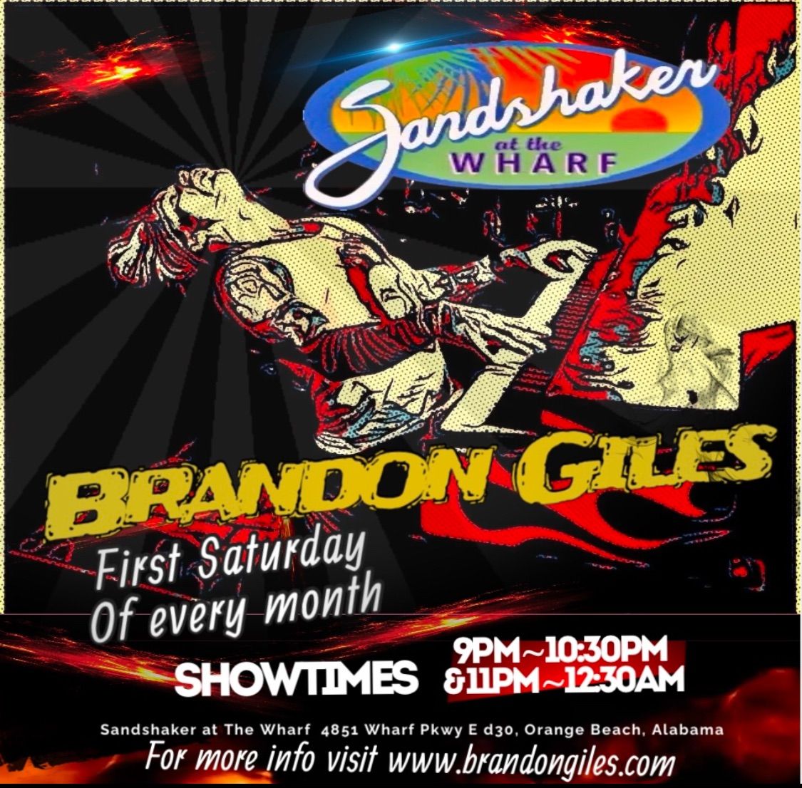 Brandon Giles live 9pm-12:30am at Sandshaker at The Wharf, Orange Beach, AL 