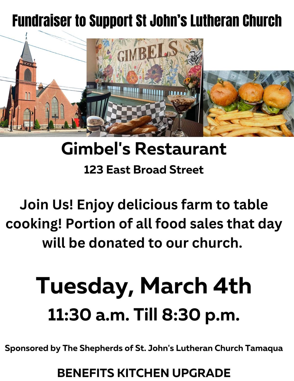 Gimbel's Fundraiser to Benefit St John's Lutheran Church