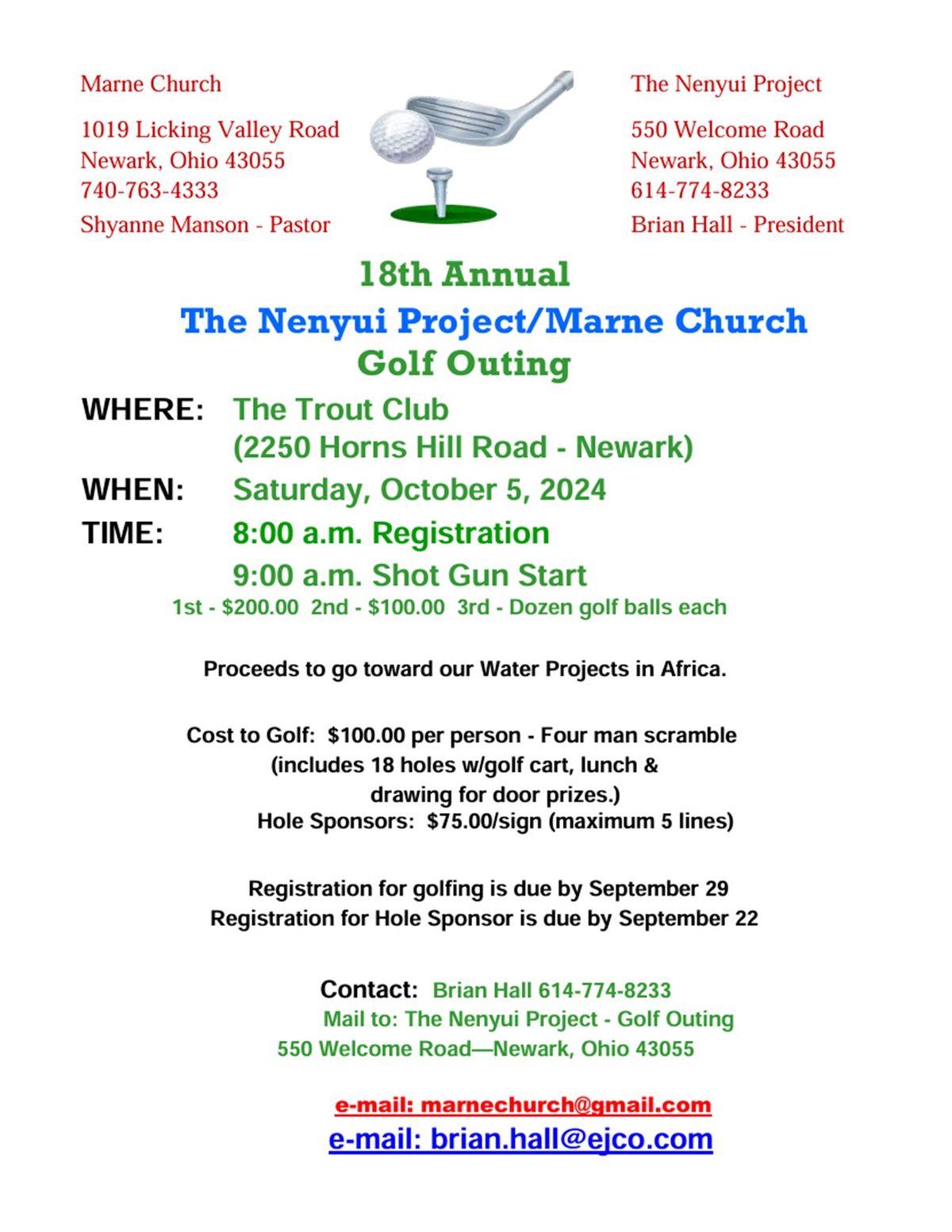 18th Annual The Nenyui Project\/Marne Church Golf Outing