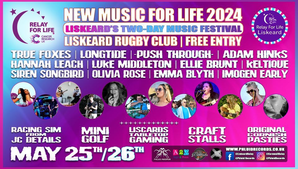 New Music For Life - Liskeard Relay For Life 2024