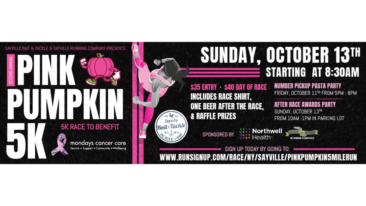 2nd Annual Pink Pumpkin 5K Run\/Walk Fundraiser Benefitting Mondays Cancer Care