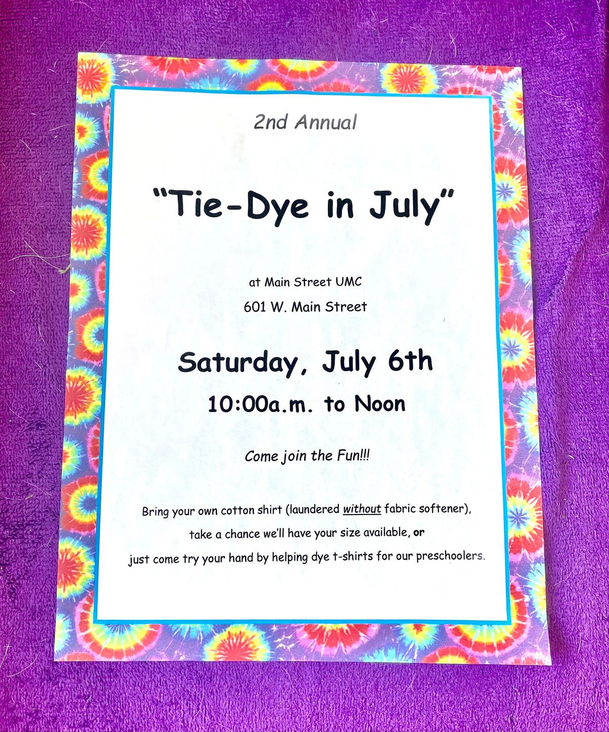 Tie-Dye Fun Day at Main Street Church