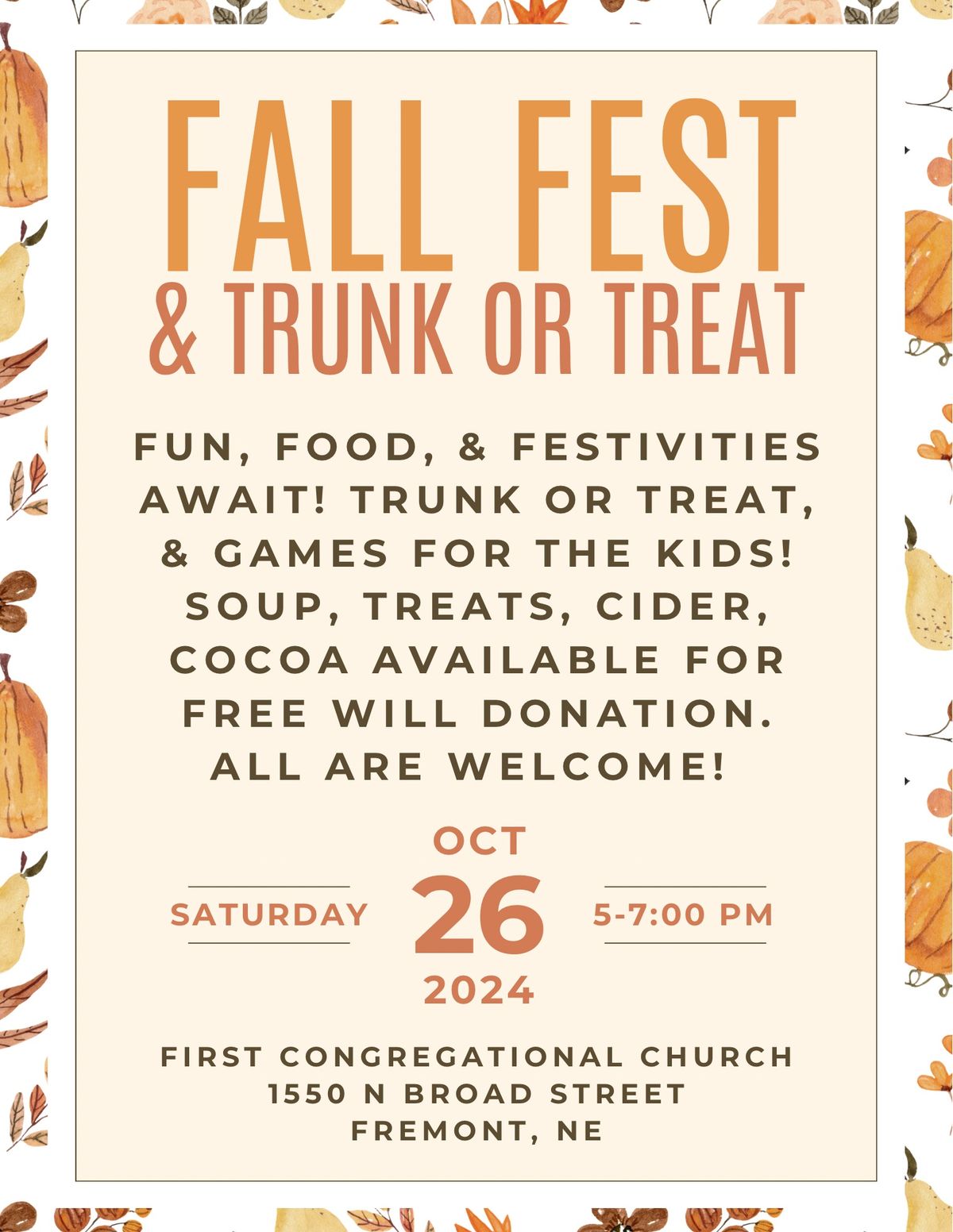 Fall Fest & Trunk or Treat at Fremont UCC