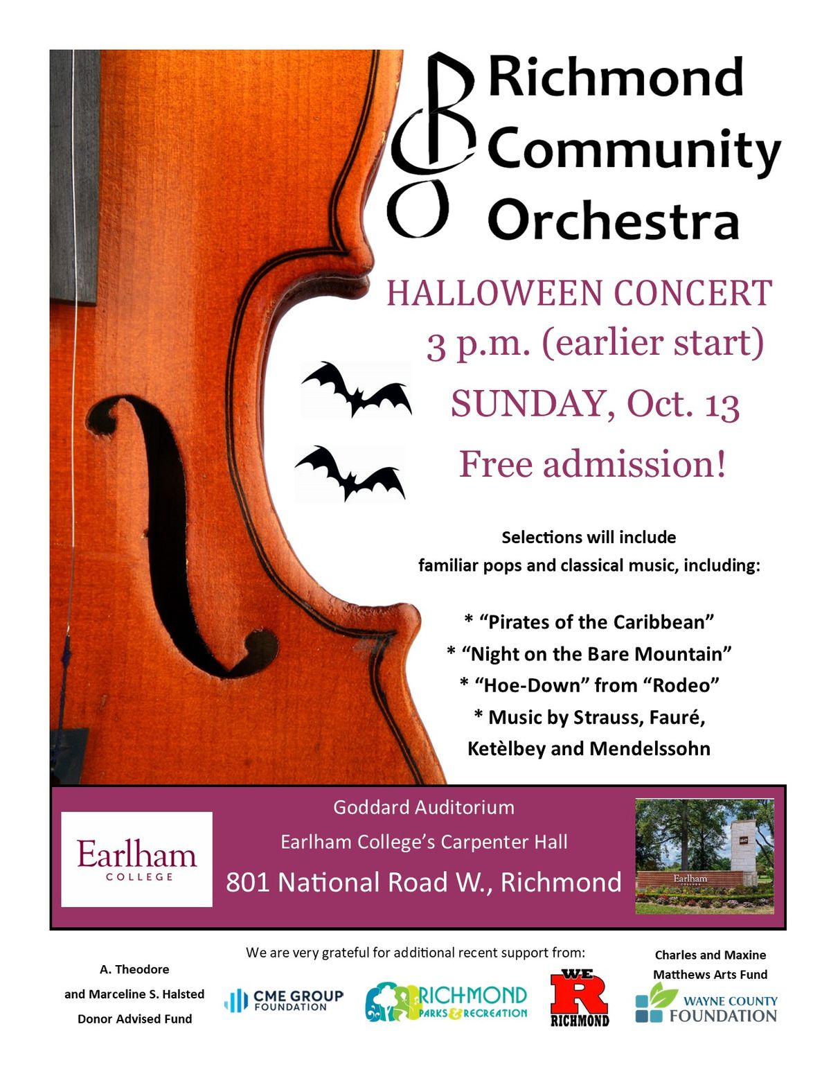 Richmond Community Orchestra pops\/classical Halloween concert