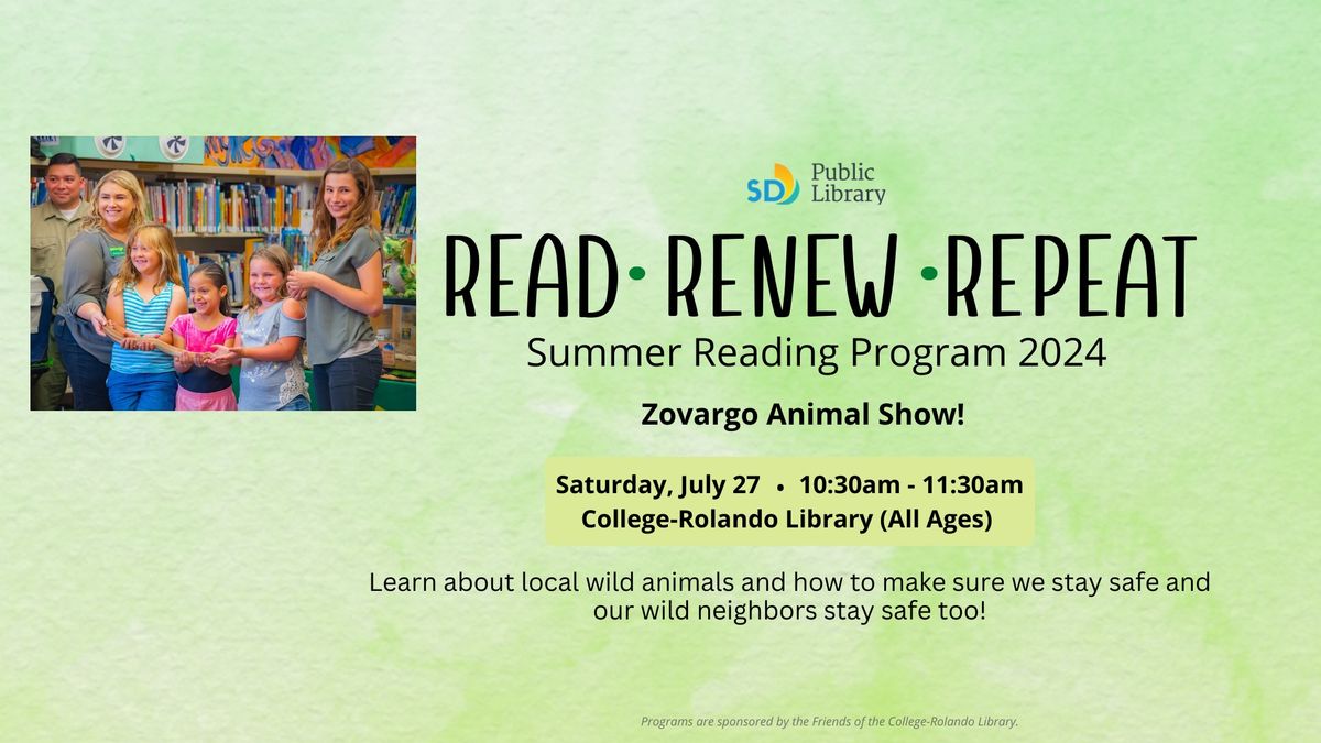 Summer Reading Program: Zovargo Animal Show