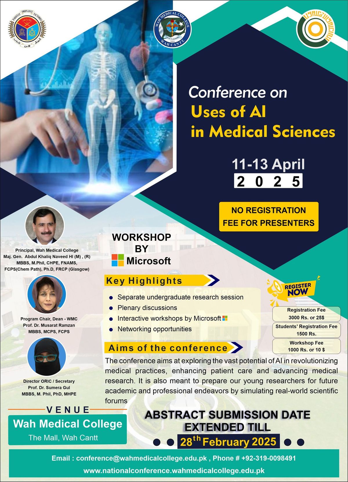 1st Conference on Artificial Intelligence in Medical Sciences