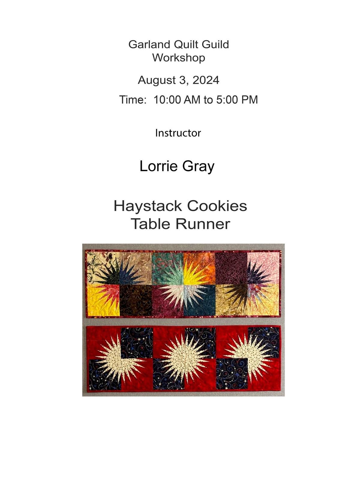 Workshop: Haystack Cookies Table Runner with Lorrie Gray