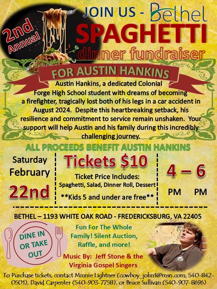 2nd Annual Spaghetti Dinner Fundraiser 