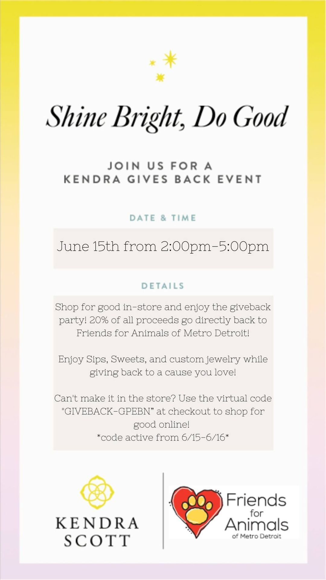 Kendra Gives Back Third-Party Fundraising Event