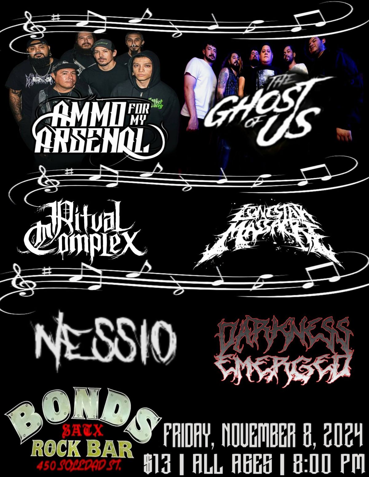 The Ghost Of Us, Ritual Complex, Ammo For My Arsenal, Lonestar Massacre, Darkness Emerged, Nessio